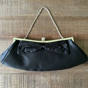 White House Black Market Elegant Black Clutch with Chain Strap